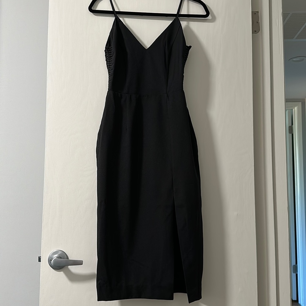 Black midi dress with slit